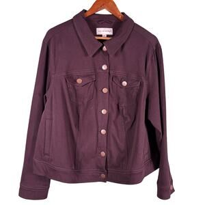 Molly & Isadora Women's SZ 3X Aubergine Soft Stretch Casual Stretch Denim Jacket